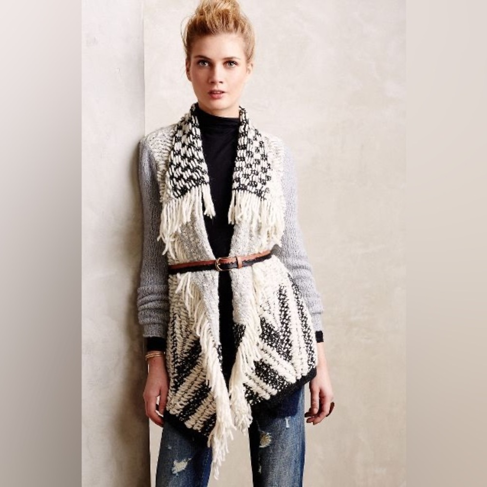 Anthropologie Moth Amba Fringed Cardigan M